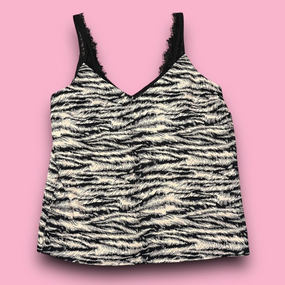 Express Zebra Print Tank Top Lace Straps Size Medium Romantic Grunge Downtown